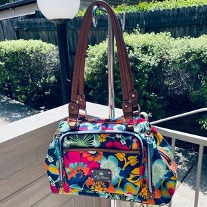 Lily Bloom green living reduce reuse and recycle/ vibrant colors shoulder bag.